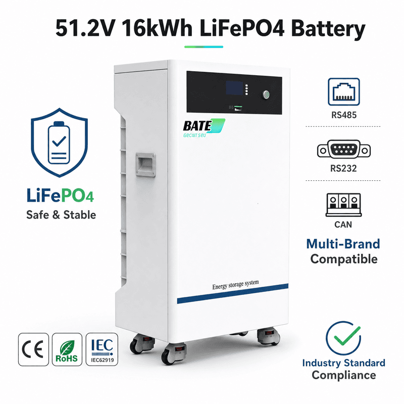 Batterie LiFePO4 sur pied 16kW 314Ah 51,2V