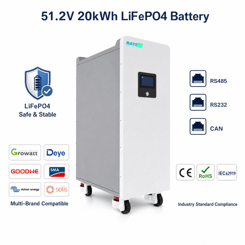 Batterie LiFePO4 sur pied 20kW 400Ah 51,2V